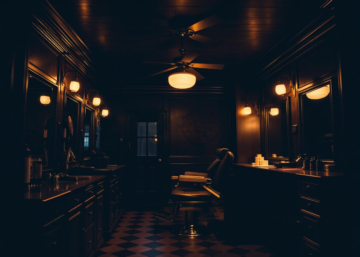 Interno di uno dei saloni di barberia di Andrea Discanni